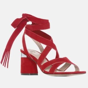 Paige Jodie wrap around ankle suede block heel Size 8